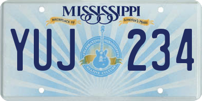MS license plate YUJ234