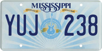 MS license plate YUJ238