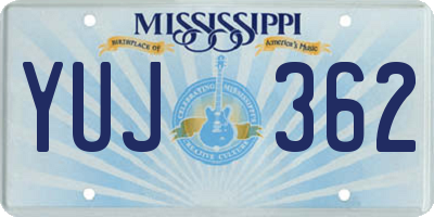MS license plate YUJ362