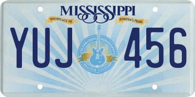 MS license plate YUJ456