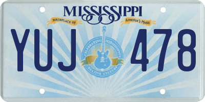 MS license plate YUJ478