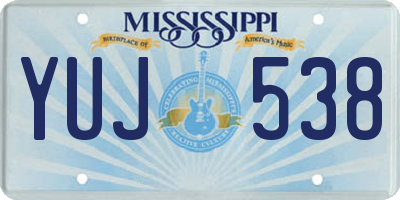 MS license plate YUJ538