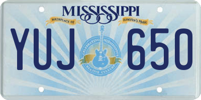 MS license plate YUJ650