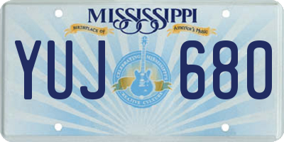 MS license plate YUJ680