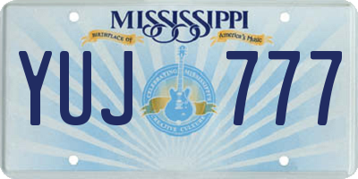 MS license plate YUJ777