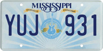 MS license plate YUJ931