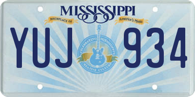 MS license plate YUJ934