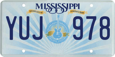 MS license plate YUJ978
