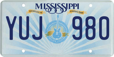 MS license plate YUJ980