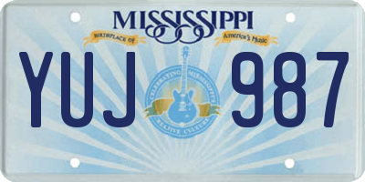 MS license plate YUJ987