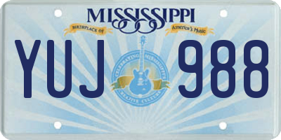 MS license plate YUJ988