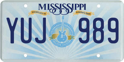 MS license plate YUJ989