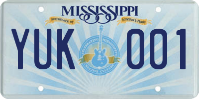 MS license plate YUK001