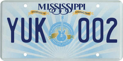 MS license plate YUK002