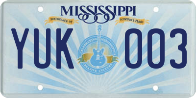 MS license plate YUK003
