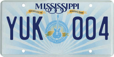 MS license plate YUK004