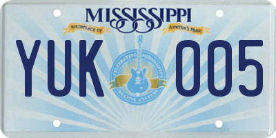 MS license plate YUK005