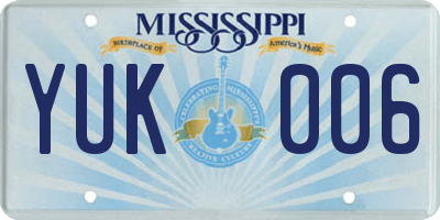 MS license plate YUK006