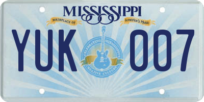 MS license plate YUK007