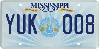 MS license plate YUK008