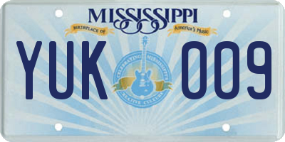 MS license plate YUK009