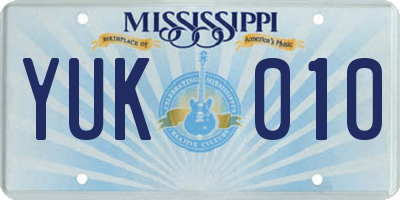 MS license plate YUK010