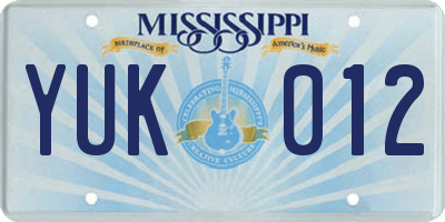 MS license plate YUK012