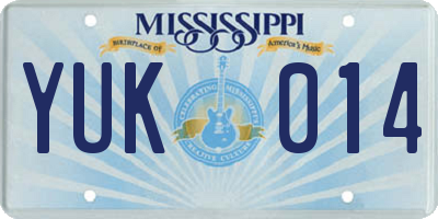 MS license plate YUK014