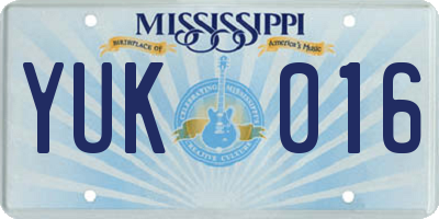 MS license plate YUK016