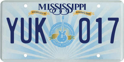MS license plate YUK017