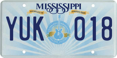 MS license plate YUK018