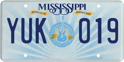 MS license plate YUK019