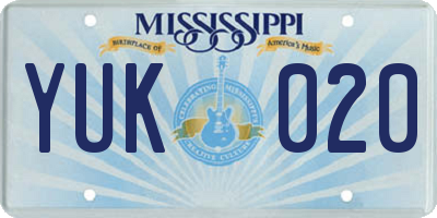 MS license plate YUK020
