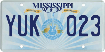 MS license plate YUK023