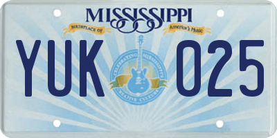 MS license plate YUK025
