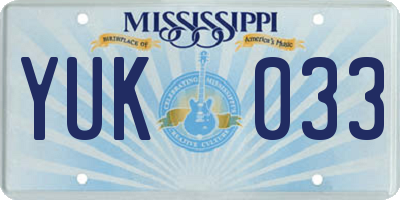 MS license plate YUK033