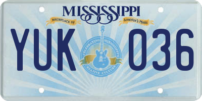 MS license plate YUK036