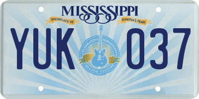 MS license plate YUK037