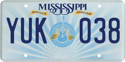 MS license plate YUK038