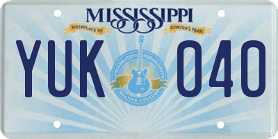 MS license plate YUK040