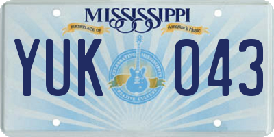 MS license plate YUK043