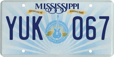 MS license plate YUK067