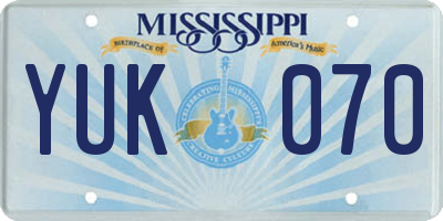 MS license plate YUK070