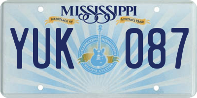 MS license plate YUK087