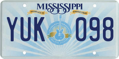 MS license plate YUK098