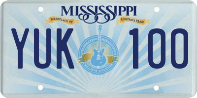 MS license plate YUK100