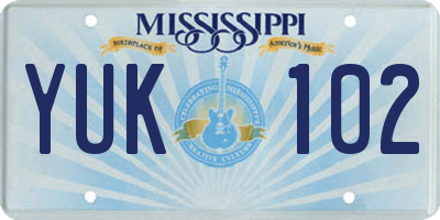 MS license plate YUK102
