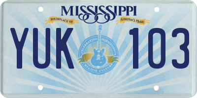 MS license plate YUK103