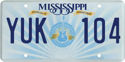 MS license plate YUK104
