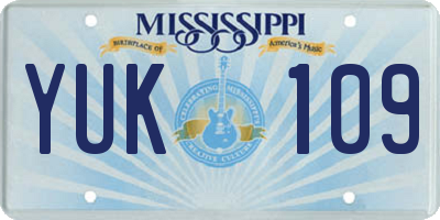MS license plate YUK109